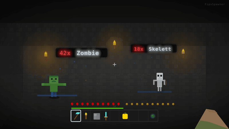 Spawner in der Welt mit Hologramm-Anzeige