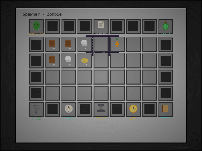 Spawner GUI - Hauptmenü mit Storage und Upgrade-Optionen